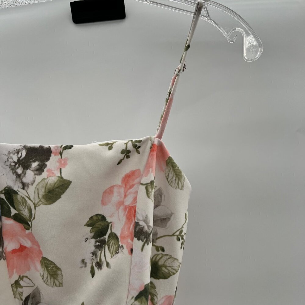 Blue Blush Women's Ruffle Hem Sheath Cut Out Floral Mini Dress Size Small - Picture 3 of 9